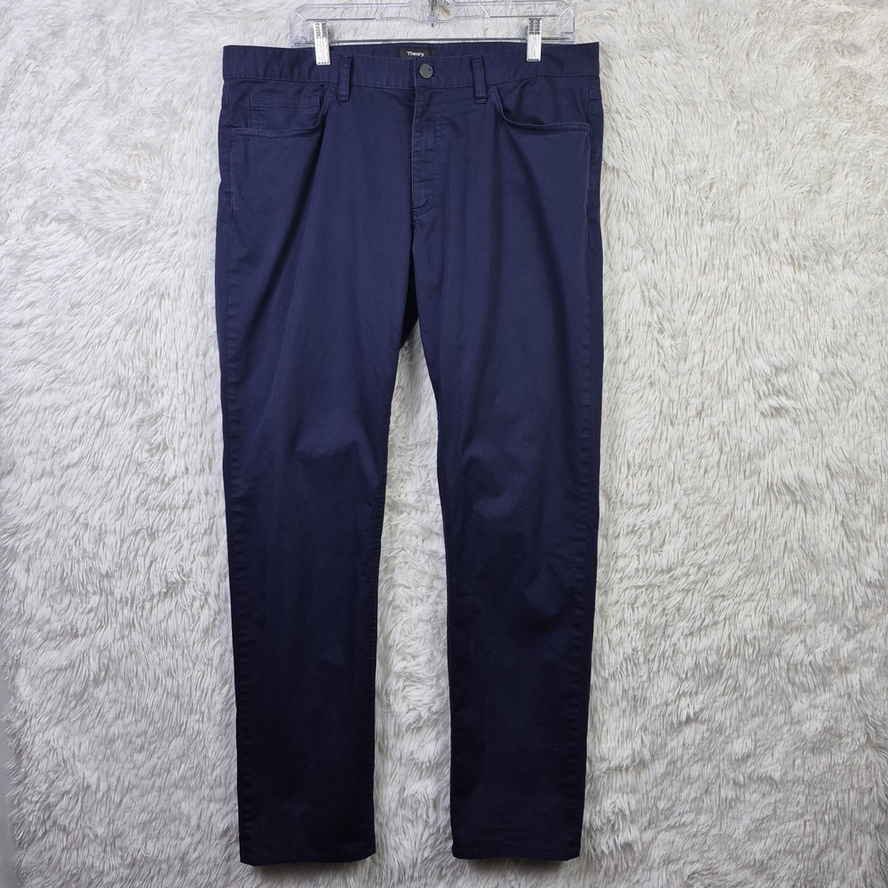 Theory Hayden Soft Sateen Navy Blue Pants Size 36 Slim Straight